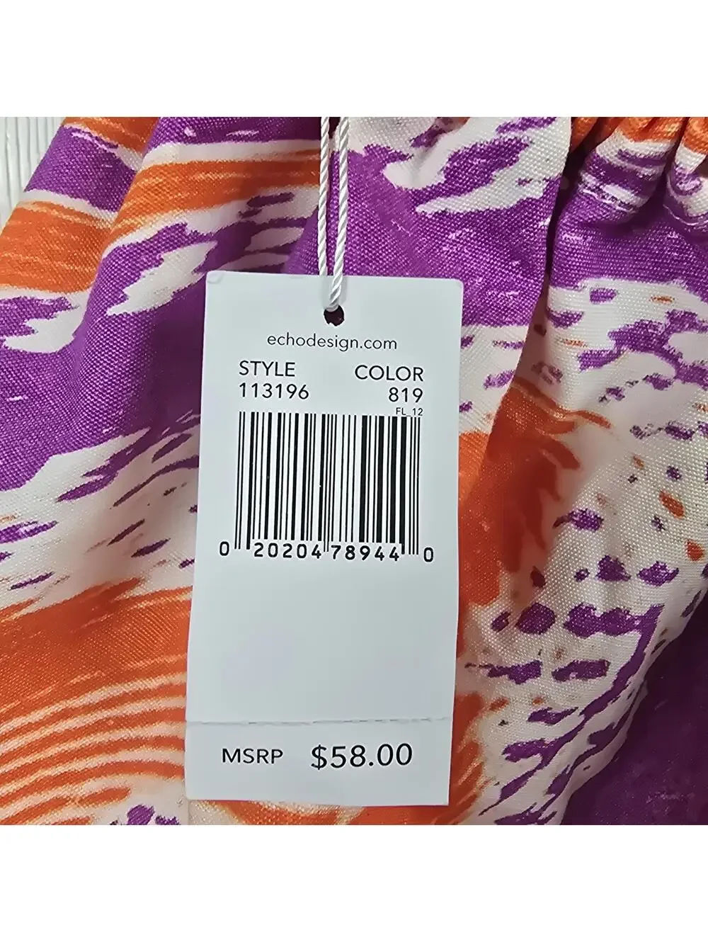 Echo Design Women's Tote Bag Orange Purple Swirl Pattern NWT